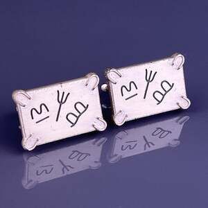 Luck Prosperity Symbols Cufflinks Silver Tone Horseshoes Trident 13 Hickok VTG